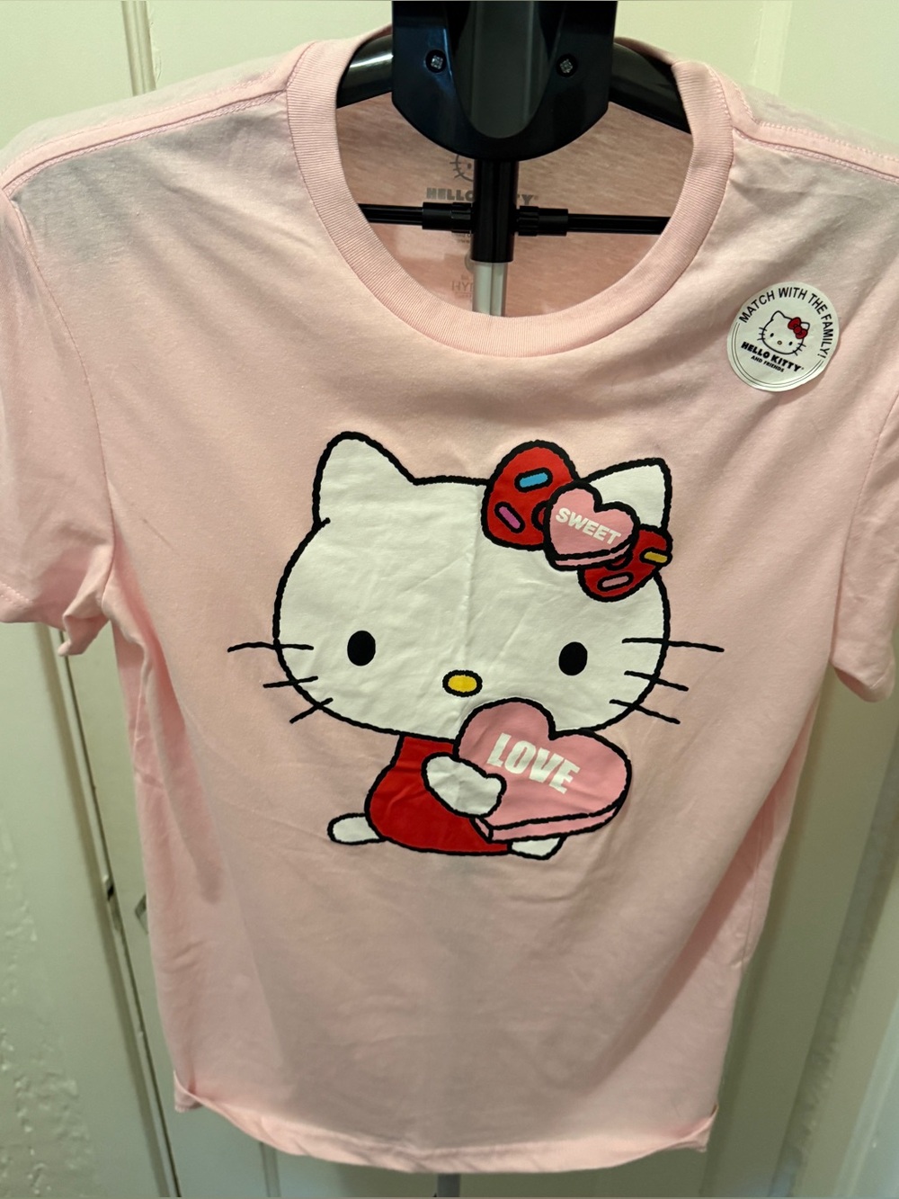 Hello Kitty Pink Tee with Heart Graphic